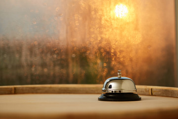 Bell for service with lighting bokeh background