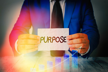 Word writing text Purpose. Business photo showcasing The reason for which something is done or...