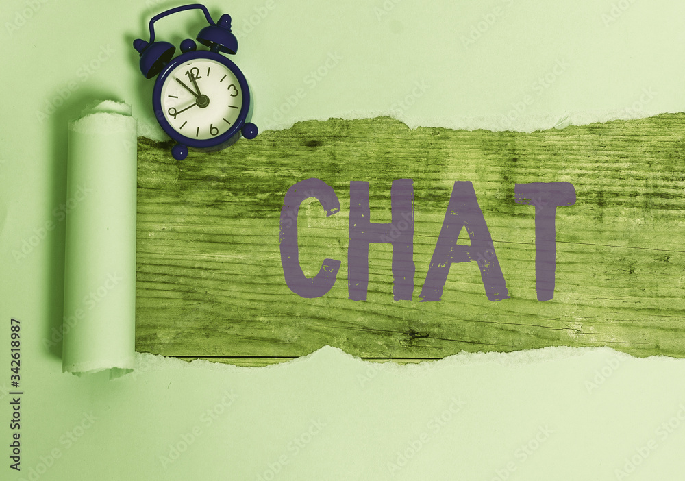 Poster text sign showing chat. business photo text take part in a discussion that involves sending messages