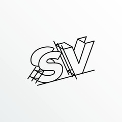 Initial Letter SV with Architecture Graphic Logo Design