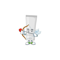 Charming picture of white plastic tube Cupid mascot design concept with arrow and wings