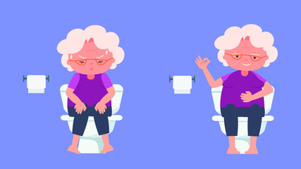 Elderly health concept,Elderly constipation Elderly lovers, good mood and physical health