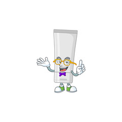 Cartoon character design of Geek white plastic tube wearing weird glasses