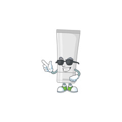 Super cute white plastic tube cartoon character wearing black glasses