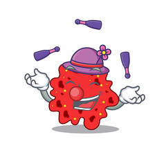 An attractive streptococcus pneumoniae cartoon design style playing juggling