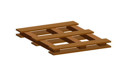 empty wooden pallet isolated on white background and copy space, blank pallet wood for placing products boxes stack in factory warehouse, illustration wooded pallet for crate boxes storage