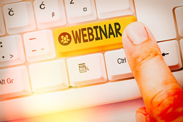 Word writing text Webinar. Business photo showcasing defined as seminar conducted over the Internet...