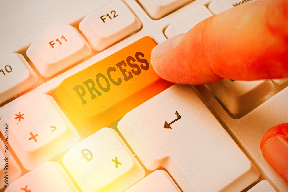 Fototapete word writing text process. business photo showcasing standard procedures how to handle a particular 