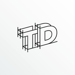 Initial Letter TD with Architecture Graphic Logo Design