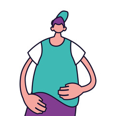 young man standing, line and fill style icon