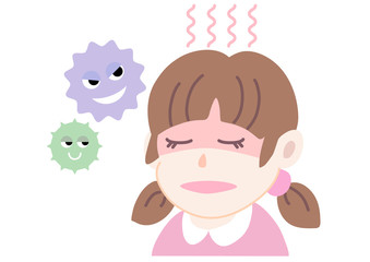  発熱した顔色の悪い女の子
