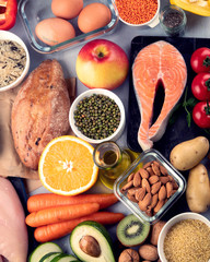 Balanced diet food background