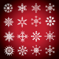 Naklejka na ściany i meble Snowflakes big set icons. Flake crystal silhouette collection