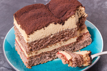 Tasty creamy tiramisu cake for different occasions or holidays. Delicious dessert