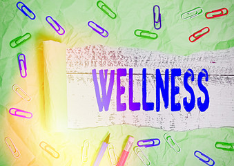 Word writing text Wellness. Business photo showcasing state of being in good health especially as...