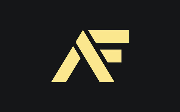 AF or FA and A, F Uppercase Letter Initial Logo Design, Vector Template