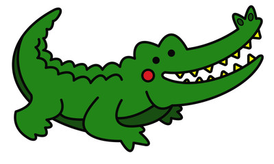 Fototapeta premium Cartoon green isolated crocodile vector illustration