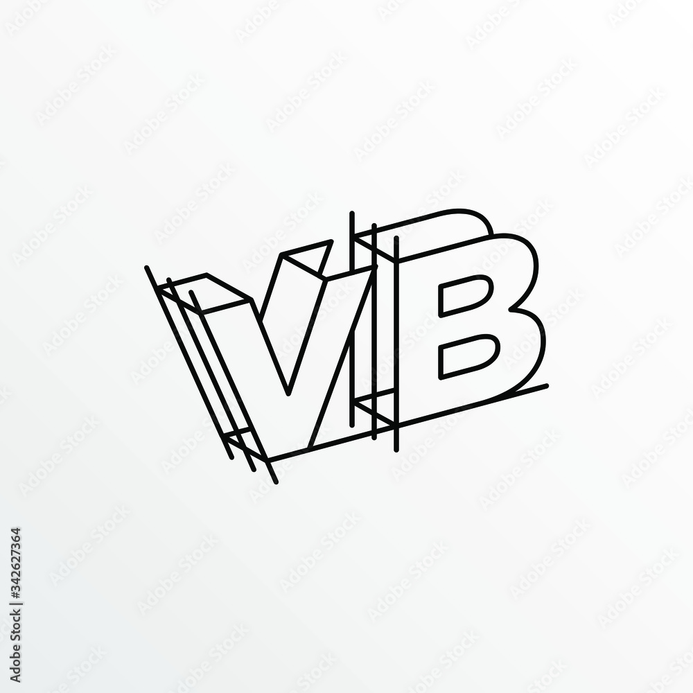 Wall mural Initial Letter VB with Architecture Graphic Logo Design