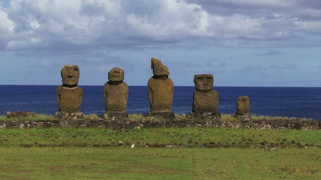 Easter Island Moai statues on a bright sunny day