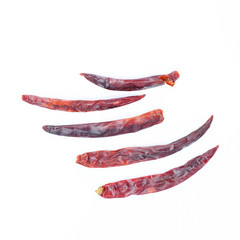 Naklejka premium Red dried chilli isolated on white background as package design element 