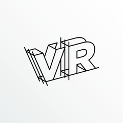 Initial Letter VR with Architecture Graphic Logo Design