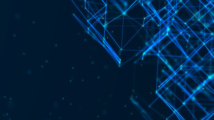 Abstract digital connection dots. Technology background. Network connection structure. Plexus effect. 3d rendering
