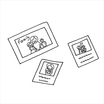 ector isolated doodle element, family photos, memories, coloring book