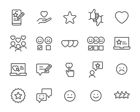 set of feedback icons, customer, review, research, rating