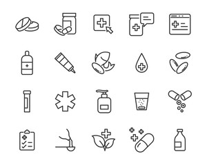 set of medicine icons, pharmacy, medical