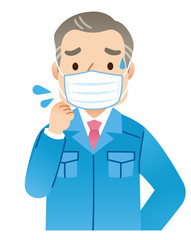 マスクをした男性　作業員　経営者