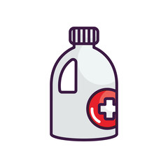 disinfectant bottle icon, line color style