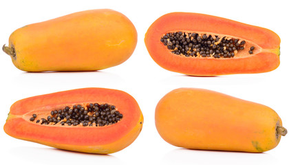 papaya slice healthy fresh fruit from nature isolated on a white background.