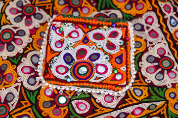 kutch art embroidery,decorations kutch art,beautiful view of embroidery,colorful ahir bharat,embroidered handicrafts close-up,Rajasthan embroidery flower and pattern art