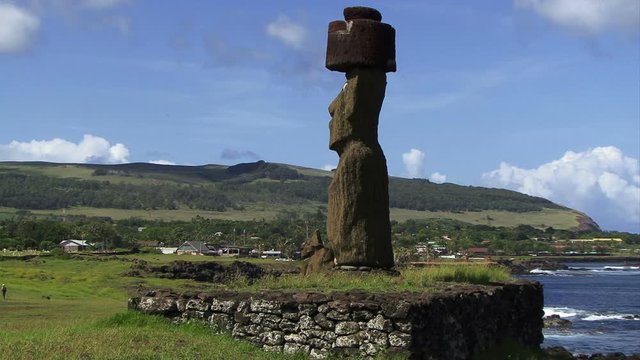 Easter Island Moai statues on a bright sunny day