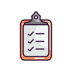 clipboard with checklist icon, line color style