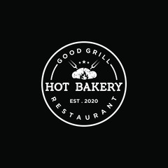 Fototapeta na wymiar vintage retro hot bakery grill logo vector desins