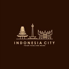 Fototapeta premium Indonesia city line art logo design