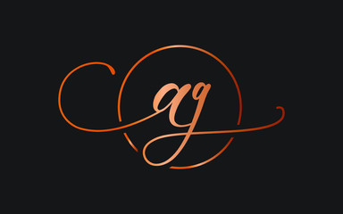 ag or ga and a, g Lowercase Cursive Letter Initial Logo Design, Vector Template