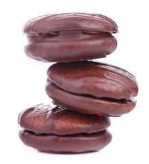marshmallow in chocolate isolated white background