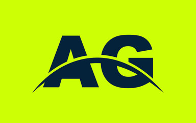 AG or GA and A, G Uppercase Letter Initial Logo Design, Vector Template