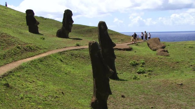 Easter Island Moai statues on a bright sunny day