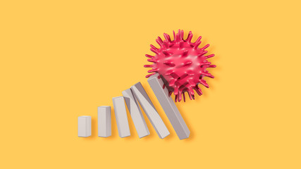 Corona virus economic impact concept image. 3d illustration.