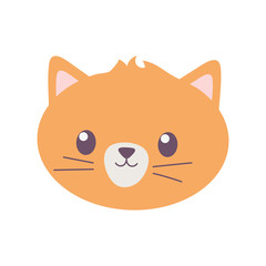 pet cat face feline cartoon isolated icon on white background