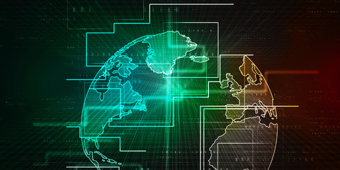 Obraz premium 2d illustration world map abstract background 