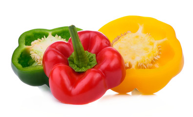 pepper sweet red,green and yellow isolated on a white background