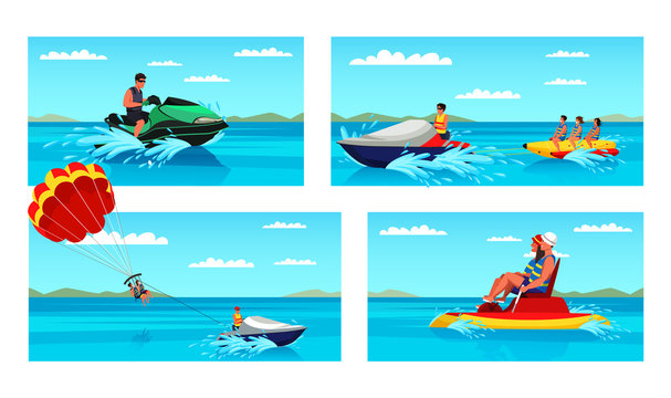 Extreme water amusement on summer vacation set