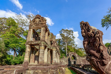 Preah Khan Temple, Angkor Wat, Cambodia in 2018 in daylight with blue sky background