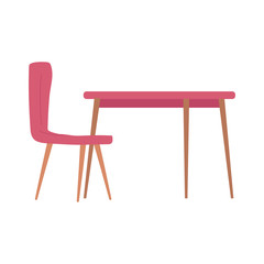 red table and chair furniture decoration isolated design