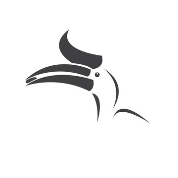 recommend clip art: Vector of hornbill Black design. Wild Animal. Bird. Easy editable layered vector illustration. on white background