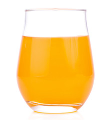 Orange juice glass, isolated on white background